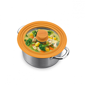 "UNICOVER" Крышка стеклянная жаропрочная с силикон. ободком 24-26-28см, низкая, цв.горчичный