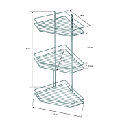 Полка для ванной, угловая 18х25х39см, 3 секции, цв.хром