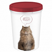 "LUCKY PET" Контейнер для корма и лакомств "Кошки" 1,6л цв.бордовый