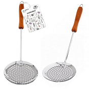 Шумовка  хромированная с деревянной ручкой 35см