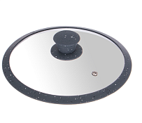 Крышка стекл. 22см с силикон. ободком цв.серый мрамор