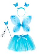 Маскарадный костюм "Бабочка" (крылья бабочки, юбка, ободок, волшеб.палочка) 48х38см цв.голубой