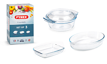 "Pyrex" Essentials" Набор кухонной посуды 3пр. 1кастрюля для СВЧ, 2 формы
