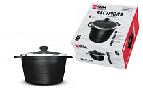 "Каменная" Чёрный гранит" Кастрюля со стекл. крышкой 3л