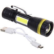 Фонарь ручной 3 режим, 1LED+COB Zoom