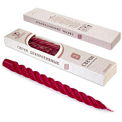 Набор свечей витых 2шт, цв.малиновый