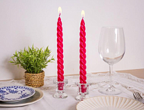 Набор свечей витых 2шт, 24,5см, вишня