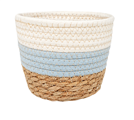 Кашпо плетеное "Намибия" d=19,5см, h=16см, цв.бело-голубой