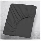 "Василиса" Простыня на резинке 180х200х25см, цв.графит, перкаль