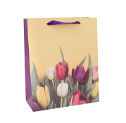 Пакет бумажный "Тюльпаны" 14х11х6см