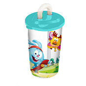 Стакан "Смешарики" с крышкой и трубочкой 400мл