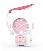 Часы-будильник "Cheerful cosmonaut" со светильником 14х11х5см, цв.розовый