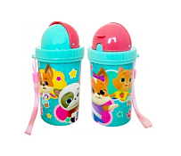 "Кошечки-собачки" Бутылка для напитков 380мл с ремешком