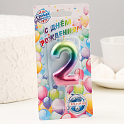 "Акварель" Свечи для торта "Цифра 2" 6см