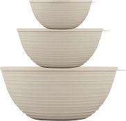 "Cardamom" Набор салатников с крышками 3шт, 1,2л, 2,3л, 4,1л, цв.латте