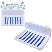 Мыльница на присосках, цв.белый, синий