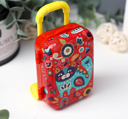 Шкатулка для мелочей "Чемодан. Котик на полянке" 10х7х5см