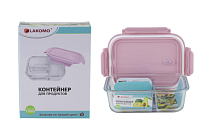 "Soft color" Контейнер стекло 1л три отделения прям. 19,8х5,9х14,8см