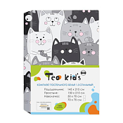 "TEO kids" Комплект постельного белья "Серые котики" 1,5сп, 50х70см, поплин