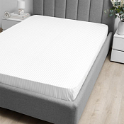 "Волшебная ночь" Простыня на резинке "Warm white" 140х200х20см, страйп