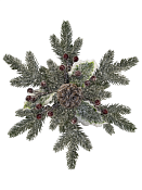 Украшение декоративное подвесное "Новогодний венок с шишками и ягодами" 6,5х33х33см