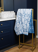 Полотенце махровое "Мишки" 70х130см, цв.голубой пл.450