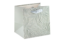 Пакет бумажный «Серебряные хризантемы» 15х15х12см