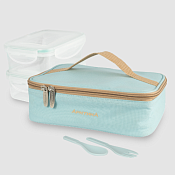 "Арктика" Термосумка с 2 контейнерами и приборами, 2л, цв.голубой