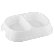 "Рыжий кот" Миска для корма двойная 20х15х3,5см, цв.белый