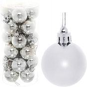 Набор шаров "Глянец" 24шт, 4см, цв.серебро