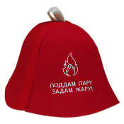 Шапка для сауны "Поддам пару, задам жару!", цв.красный