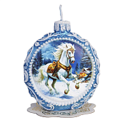 Свеча-шар "Лошадка на скаку" 7,2х3,8х8,5см, цв.голубой