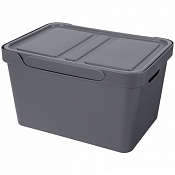 Корзина для хранения "Luxe" с крышкой 18л, 38х27,6х22см, цв.серый