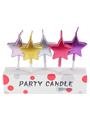 Свечи для торта на пиках "Яркие звезды" 5шт