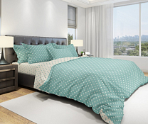 "Amore Mio" Комплект постельного белья "Dots" семейный, цв.бирюзовый, 70х70см, бязь