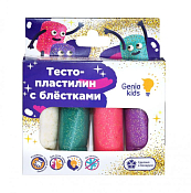 "GENIO KIDS-ART" Набор для лепки "Тесто-пластилин" 4цв. с блёстками