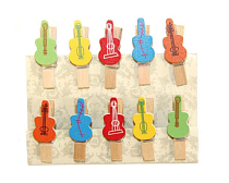 Набор прищепок декоративных "Гитара" с веревкой 10шт., 3,8х2,2см