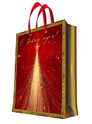 Пакет бумажный "Звездная вспышка" 18х23х10см, цв.красный