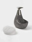 "Доляна" Дозатор для моющего средства с подставкой для губки 350мл, цв.серый