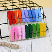 Набор прищепок декоративных "Classic" с веревкой 10шт., 3,8х1,5см