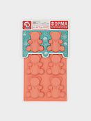 Форма для выпечки "Животные. Мишка" 6 ячеек 28,5х17см, цв.оранжевый