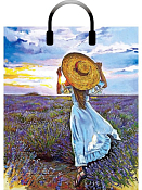 Пакет полиэтиленовый "Лавандовое поле" 38х45см с пласт.ручкой