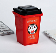 Контейнер для мусора настольный "Для твоего мнения" 12х9см, цв.красный