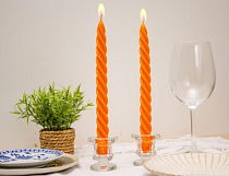 Набор свечей витых 2шт, 24,5см, апельсин