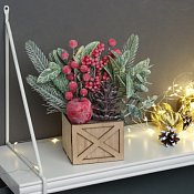 Декор новогодний "Зимняя ягодка" 23х9см, цв.красный