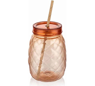 Стакан "Pineapple" с крышкой и трубочкой 600мл, цв.коричневый