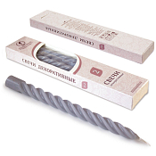 Набор свечей витых 2шт, 24,5см, цв.серый