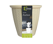 Кашпо напольное "Ротанг" с внутр.горш. d=21см 4.5л цв. сливочный