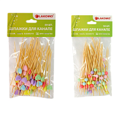 Шпажки для канапе "Радужные сердечки, шарики" бамбук, 100шт. 12см 9313-SH/9316-SH