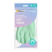 "PATERRA" Перчатки хозяйственные "Soft Touch" с экстрактом алоэ размер M, цв.зеленый